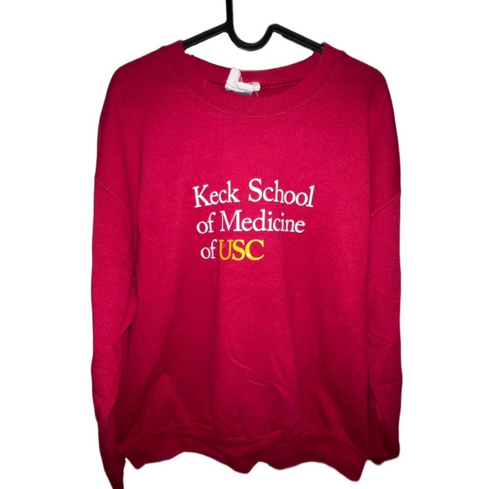Red Crewneck Sweater USC Keck School of Medicine Official Product Mens LARGE